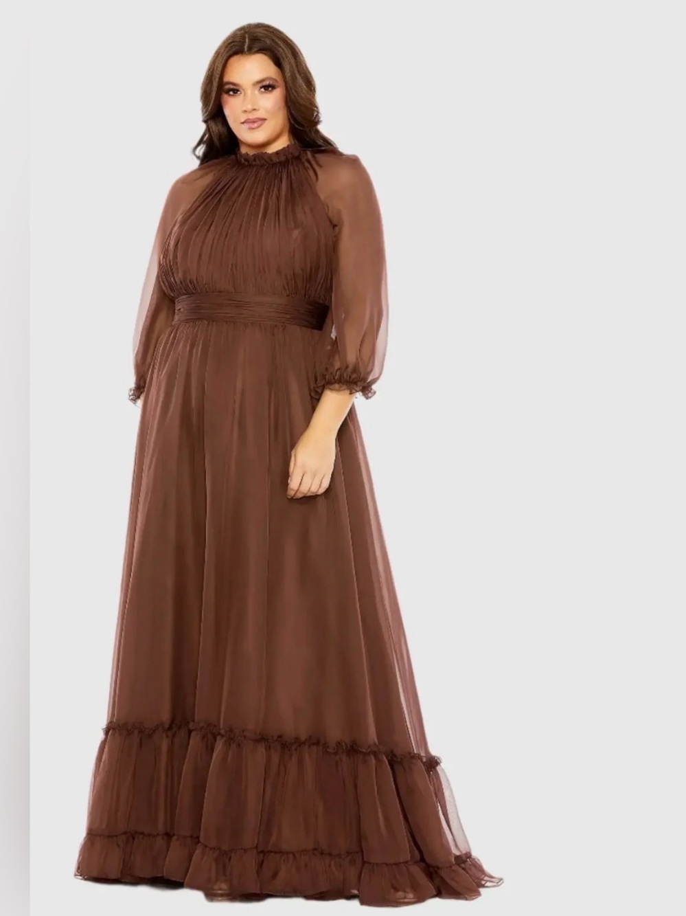 MAC DUGGAL
High Neck Puff Sleeve Tiered A Line Gown
16W